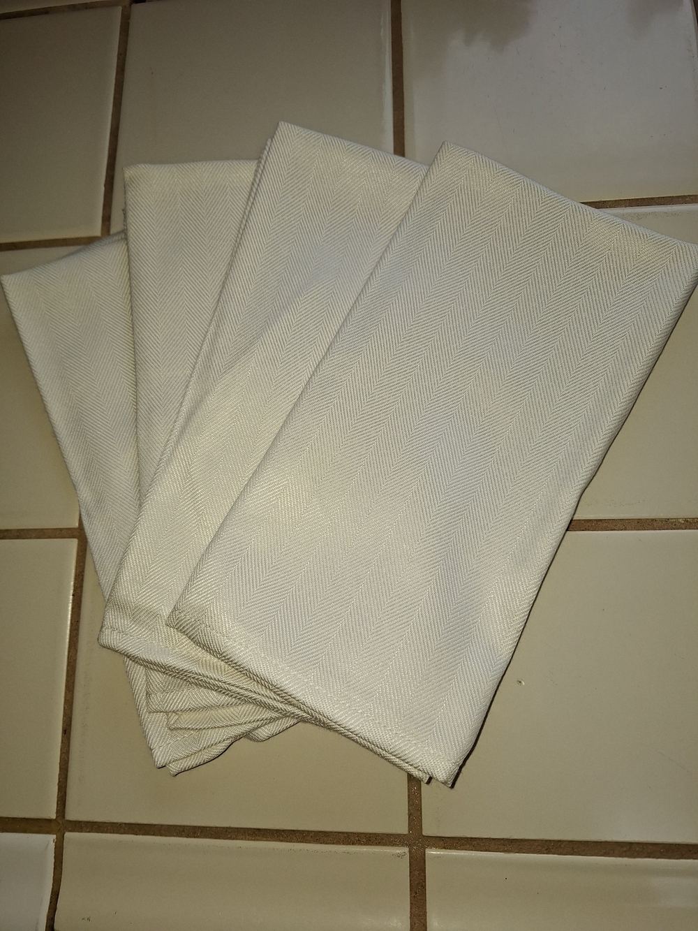 Classic Herringbone Napkins in Cream - Set of 4 Cotton Blend